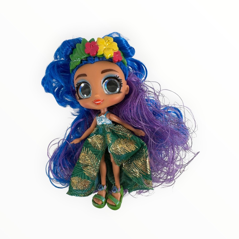 Hairdorables Rayne Doll Kids 5in Blue Purple Hair Green Gold Tropical Excellent